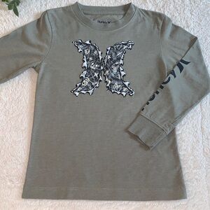 Hurley Green Long Sleeve Logo T-shirt EUC 5/6
